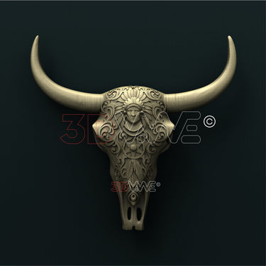 CARVED COW SKULL 3D STL 3DWave